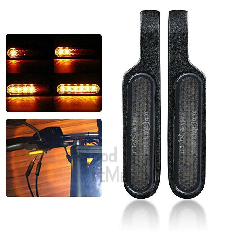 2x Black Motorcycle LED Turn Signals Handlebar Light For Harley Davidson Fat Bob Foto 4 de 4