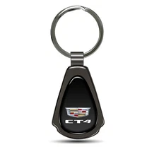Cadillac CT4 Logo Black Dome Gunmetal Black Metal Teardrop Key Chain
