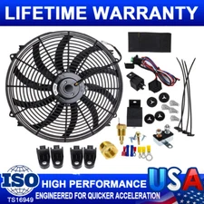 16" Slim Fan 3500FCM Push Pull Electric Radiator Cooling 12V Mount Kit Car Truck