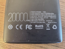 Power Bank Ultra Fast Charger 20000mAh USB C in  Out  USB Port