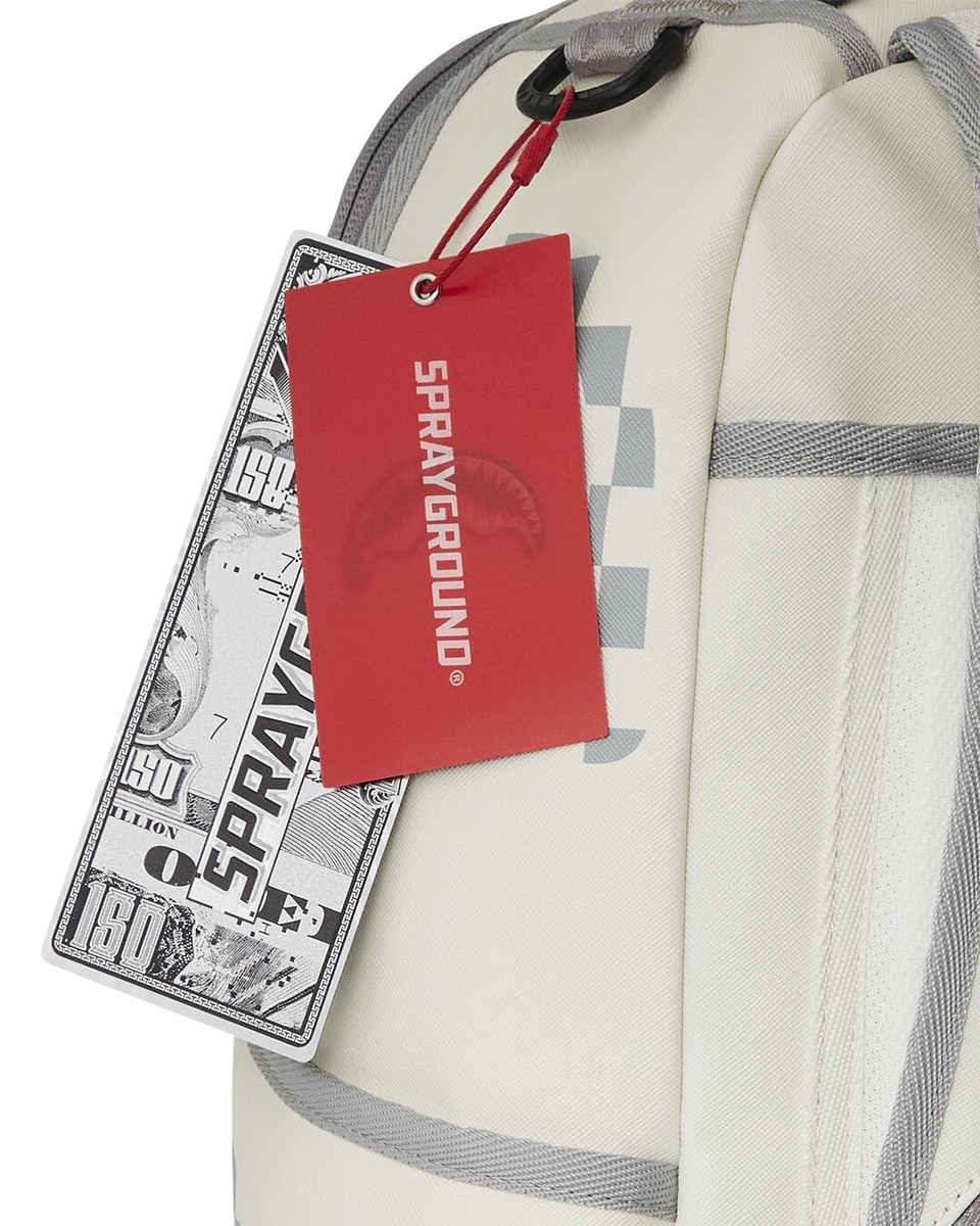 Sprayground White Shark In Paris Backpack Checkered Logo Shark Central  Books Bag