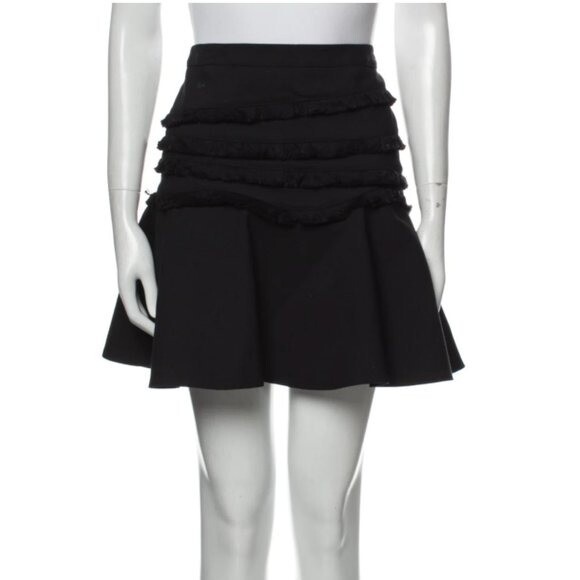 Tibi Black Fringe Skirt