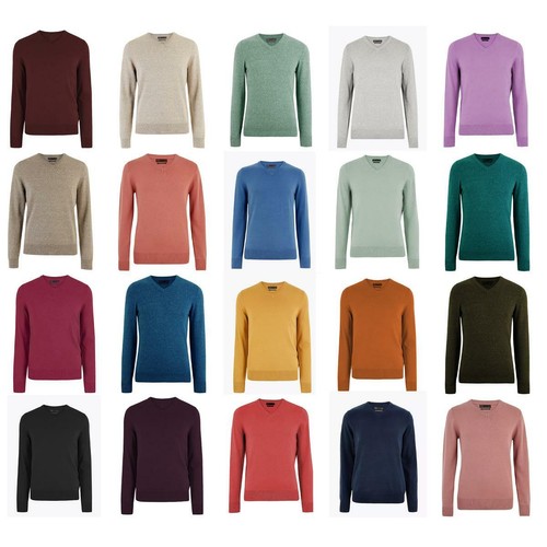M\u0026S Mens Pure Cotton V Neck Jumper 