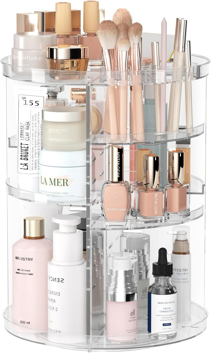 8-Layer Rotating Makeup Organizer DIY Spinning Cosmetic Skincare Display