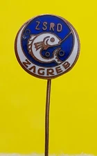 ZSRD Zagreb, Fishing, Angeln, Peche, Fish, hook, haken vintage badge KASUN 1960s