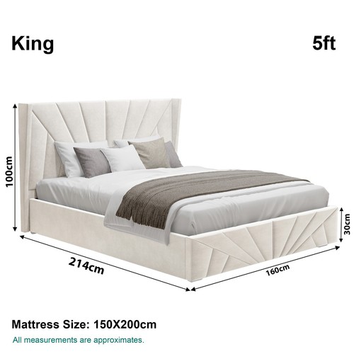 Sunrise Velvet Ottoman Storage Bed Frame with Lift-Up Single Double King Size - Picture 37 of 44