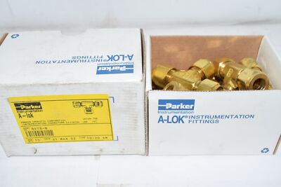 Box of 10 NEW Parker 8ET8-B A-lok union tee, brass, 1/2'' double ferrule tube fi