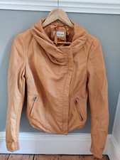 Esprit De Corps Camel Lamb Leather Biker Shawl Collar Jacket Size 12