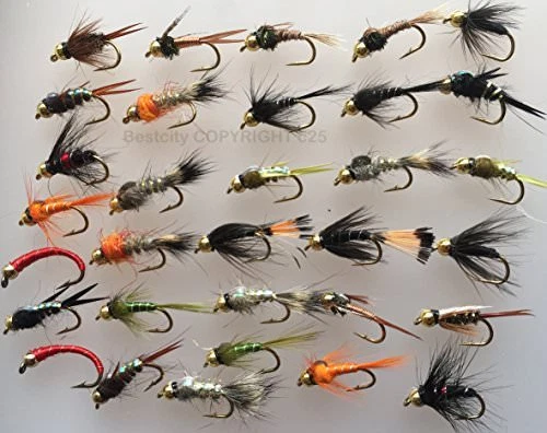 Mosca Pesca Mosche Ninfa Perlina Testa Selezione 32 Fornito Con Gratis Box #341 - Photo 2/2