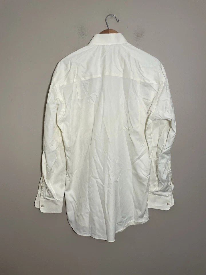 Ike Behar 男式长袖浅黄色正装衬衫 16 码 34 法式袖口 — 第 3/4 张图片