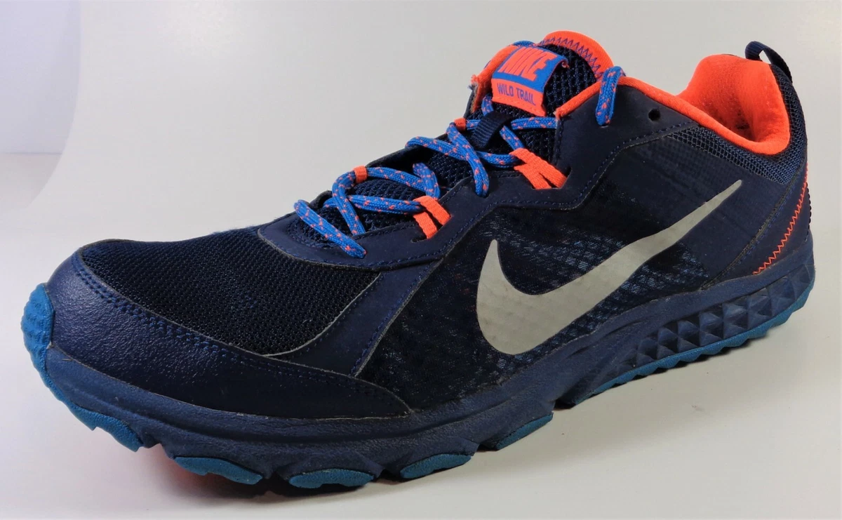 Navy blue and 2025 orange nike shoes
