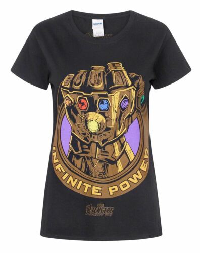 Marvel Avengers Infinity War Thanos Infinity Gauntlet Women's T-Shirt Black - Picture 1 of 5