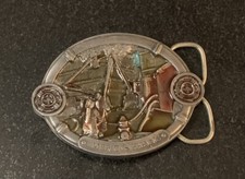 Vintage Pewter AMERICA S HEROES Firemen Belt Buckle Made In USA CJ 1401