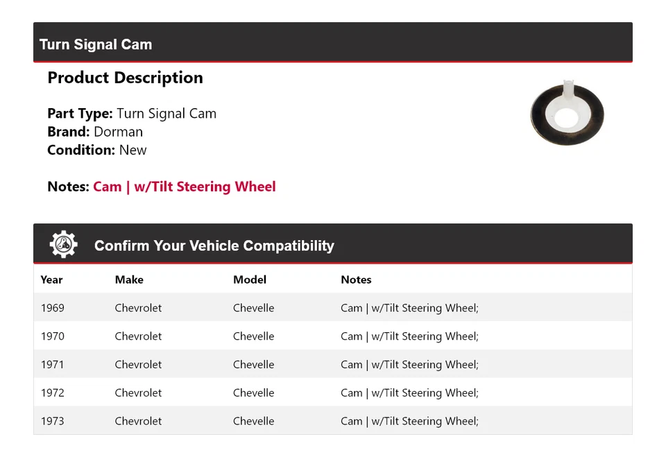 Камера указателя поворота для Chevrolet Chevelle Dorman 1969-1973 годов выпуска 1970 1971 1972 годов выпуска - Изображение 2 из 4