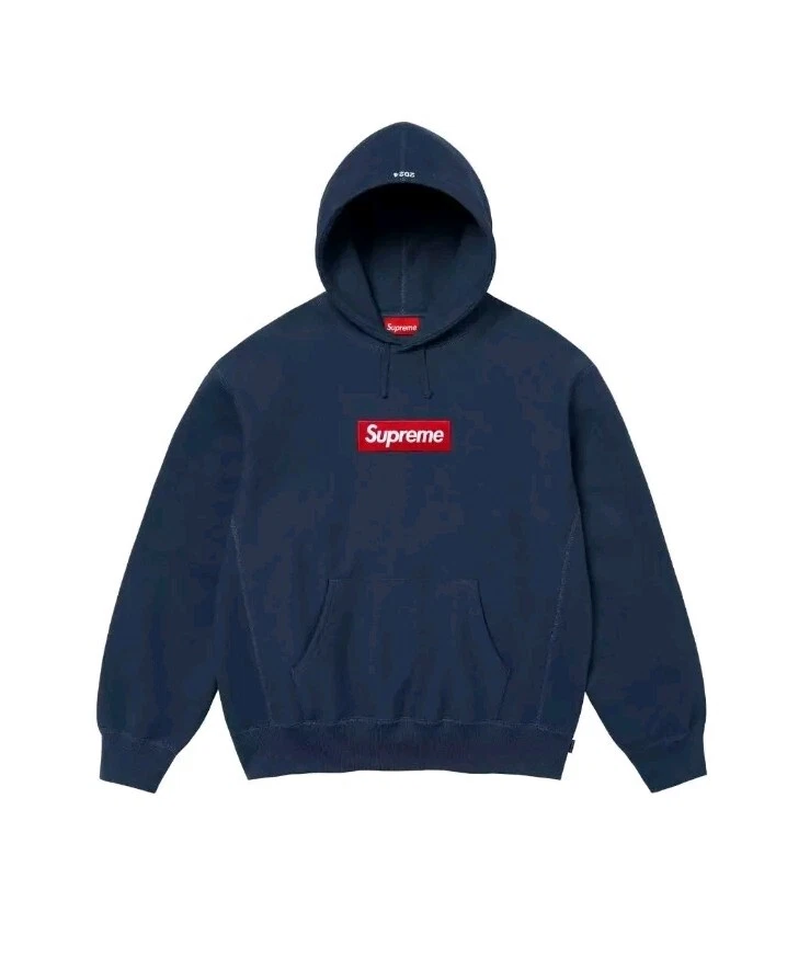 Sweat à capuche logo Supreme Box FW24 bleu marine EXTRA LARGE