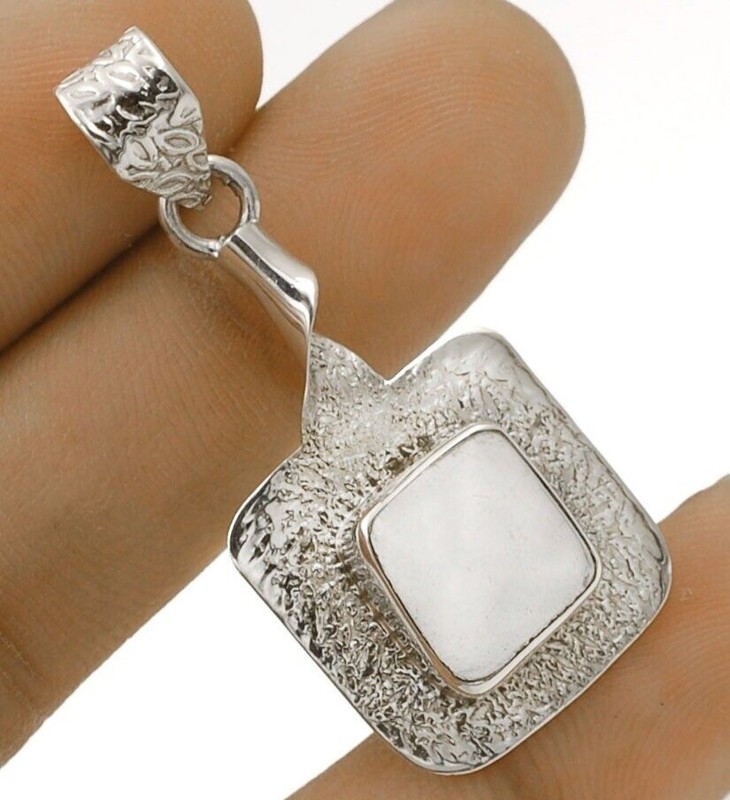 Natural 2CT White Topaz 925 Sterling Silver Pendant Jewelry 1 3/4'' Long @9-9