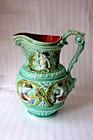 Antique majolica jug/vase Mouzin Lecat & Cie, Nimy-Les-Mons c 1890