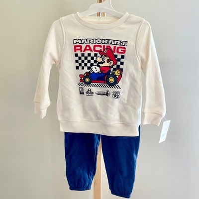 Nintendo Mario Kart Racing Kids Sweatshirt and Jogger Pants 2pc Set Cream Navy