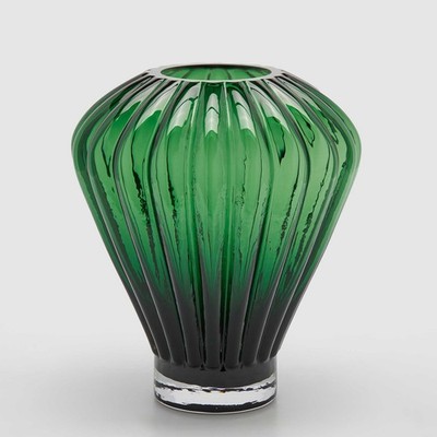 EDG Enzo De Gasperi Diamant Vase 35x30cm smaragdgrün aus Glas