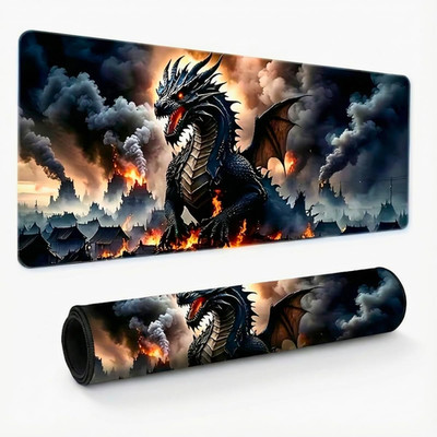 Gaming Mouse Pad Mythic Dragon - 31.5X11.8 Inch Large Desk Mat for Work & Gaming