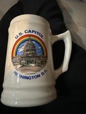 Ancien Capitole des États-Unis Washington D.C. Chope à bière en céramique taille réelle milieu de siècle