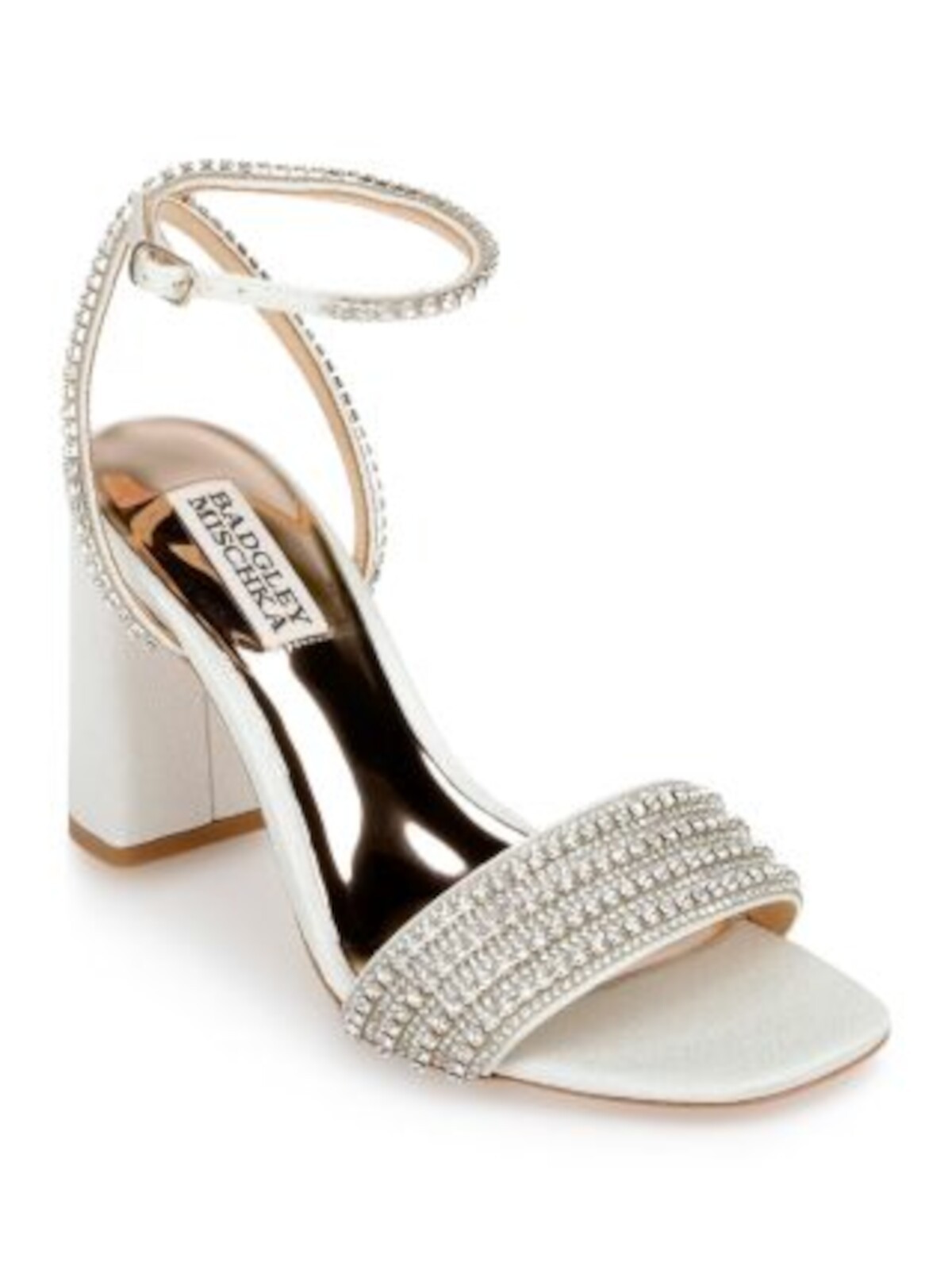 BADGLEY MISCHKA Womens Ivory Mixed Media Becca Toe Block Heel Heeled Sandal 95 11490₽