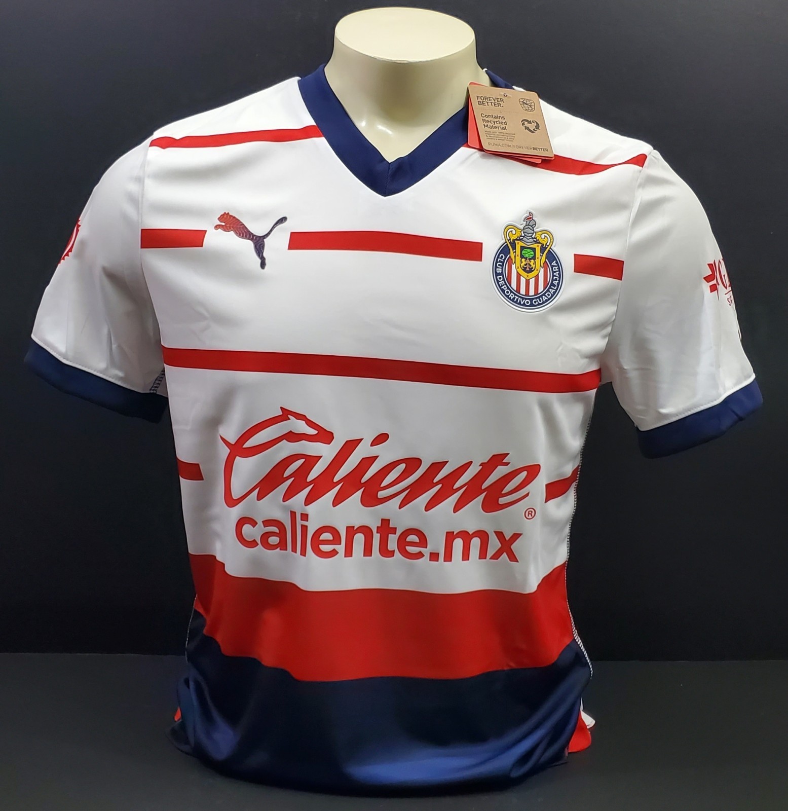 Puma Chivas Authentic Away Jersey 23/24, White/Navy/Red, Size M