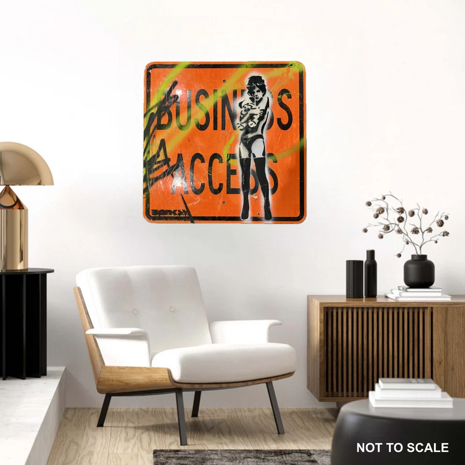 班克斯涂鸦艺术流行艺术罕见纽约性感女孩大号金属街道标志绘画 — 第 2/4 张图片