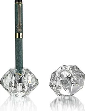 QFkris 2-Packs Crystal Fountain Pen Stand Glass Feather Pen Holder Crystal Pen &