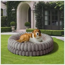 Luxury Donut Dog Bed, 36 Inches Round Dog 36.0"L x 36.0"W x 7.5"Th Oatmeal