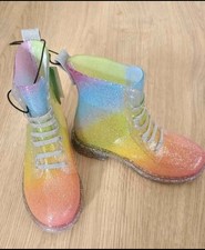 Girls Rainbow Rain Boots Size 10
