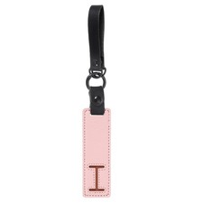 Initial Letter Keychain, PU Leather Alphabet Keychain, Pale Pink Letter I 