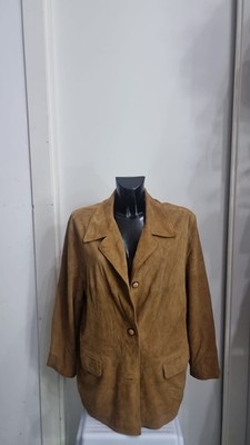 Womens FG Collection Brown Leather Coat Jacket Size 46 AN1035
