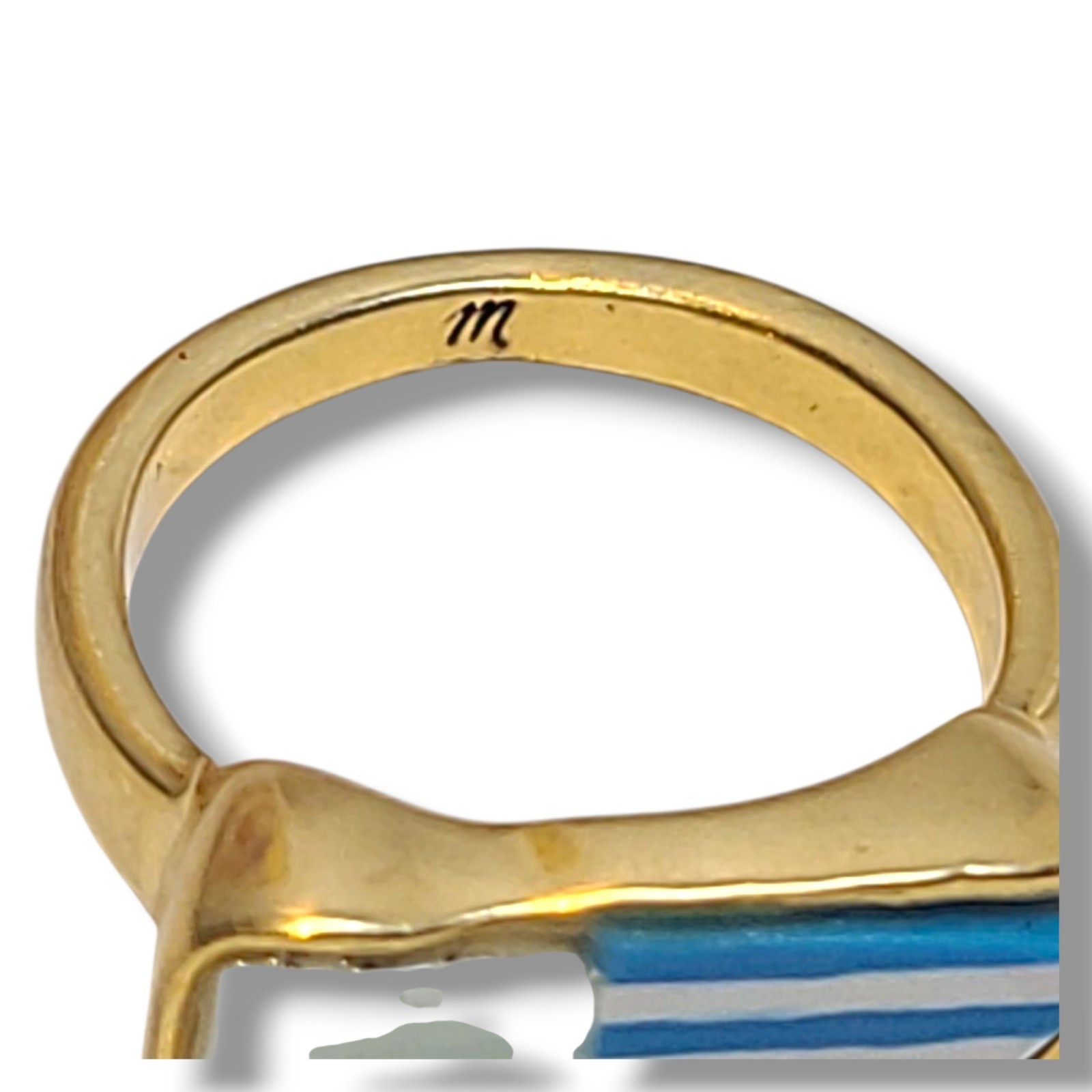 Madewell Patchwork Stone Seaside Blue Cocktail Ri… - image 3