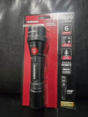 #ad Husky 1800 Lumens Dual Power LED Rechargeable Tactical Focusing Flashlight $15.99