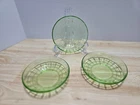 3 Vaseline Uranium Green Block Optic 5 3/8" Cereal Bowl