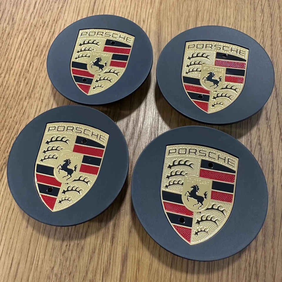 4x coprimozzo originale Porsche copricerchio nero 911 9P1601147A - Immagine 2 di 4