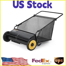 26"Push Lawn Sweeper,Grass,Lawn&Leaf Cleanup Collector W/7Cu.Ft.Hopper Bag,Leave