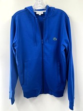 Lacoste Men s Blue Cotton Blend Long Sleeve Full Zip Windbreaker Hoodie Jacket S