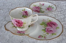 Vintage Royal Albert American Beauty Dessert Plate Cup Saucer Set Roses England