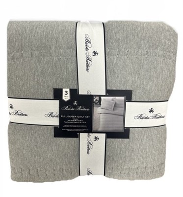 Brooks Brothers Gray Full/Queen Quilt Set 88 x92 