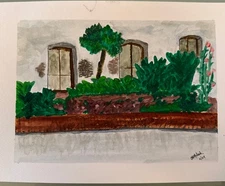 Original Painting in Watercolor Torrox Spain Courtyard " 9" x 12" 2024