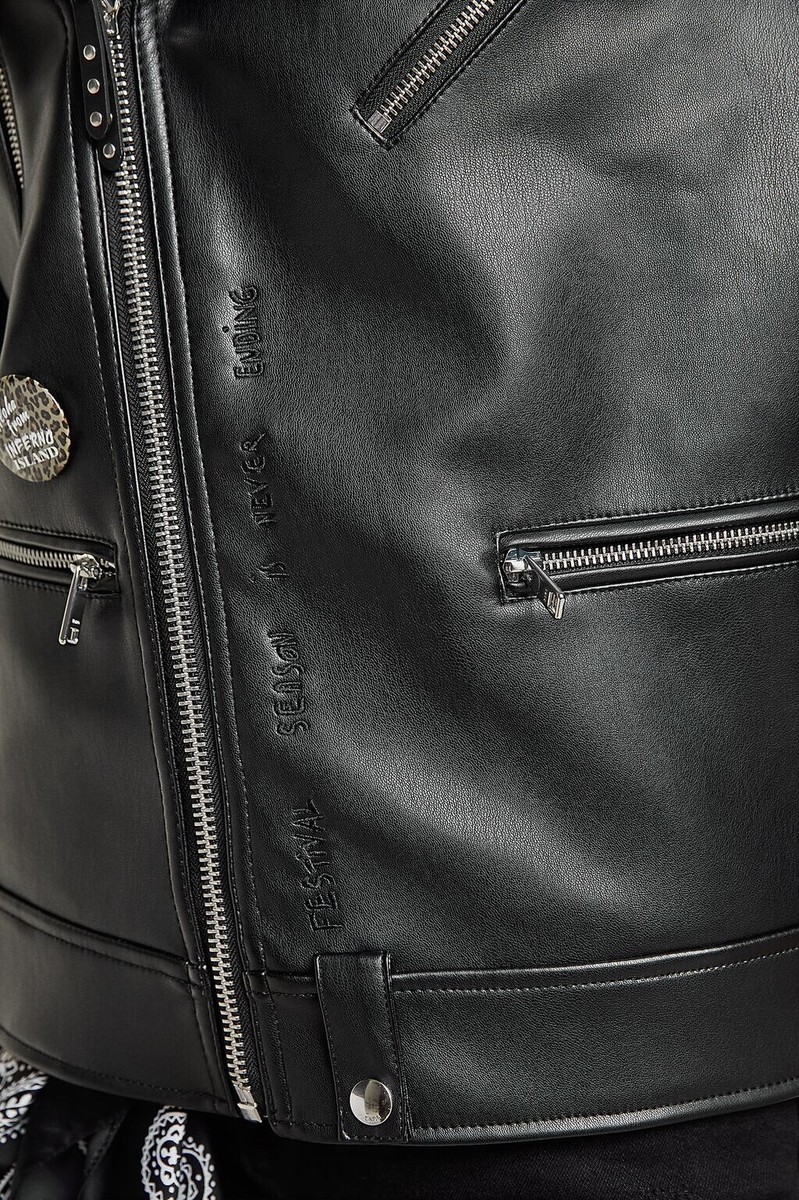 Zara Men Biker Jacket With Pins Black 1966/401 Size M NWT | eBay