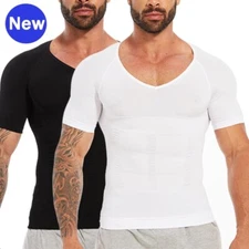 Mens Body Shaper Vest Slimming Shirt Chest Compression Muscle Tank Top Underwear