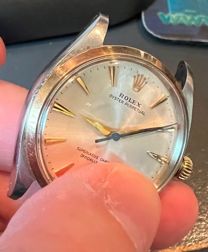 ROLEX Oyster Perpetual 1002 14K Gold/Stainless Steel Vintage 34MM Silver dial - Picture 4 of 7