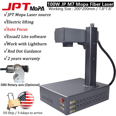 100W JPT M7 Mopa Fiber Laser Engraver Colors Marking Machine & Auto Focus System