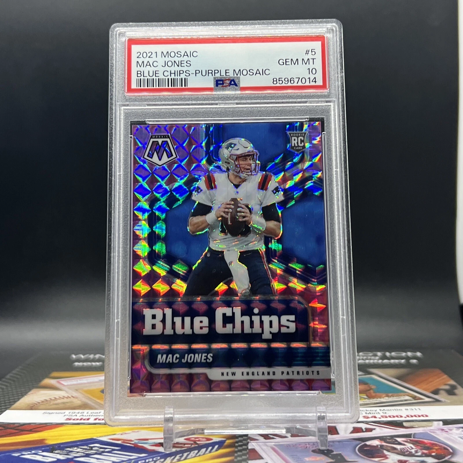 Mac Jones Panini Mosaic Blue Chips #5 Purple Mosaic