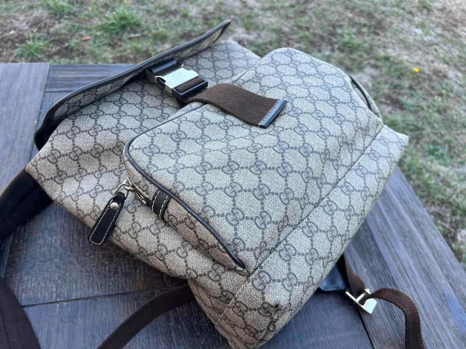 Authentic Gucci GG Supreme Canvas Single Buckle Backpack Bag - Image 3 of 4