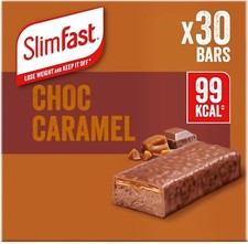SlimFast Snack Bar, Low Calorie Snack, Choc Caramel Flavour, 30 x 26 g