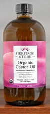 Heritage Store Organic Castor Oil 16 FL OZ (473 ml) Nourishing Treatment Glass